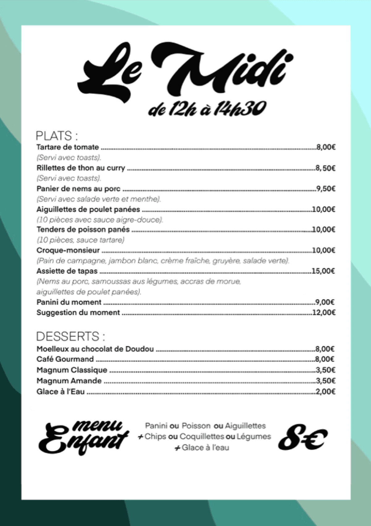 Aperçu de Menu du midi