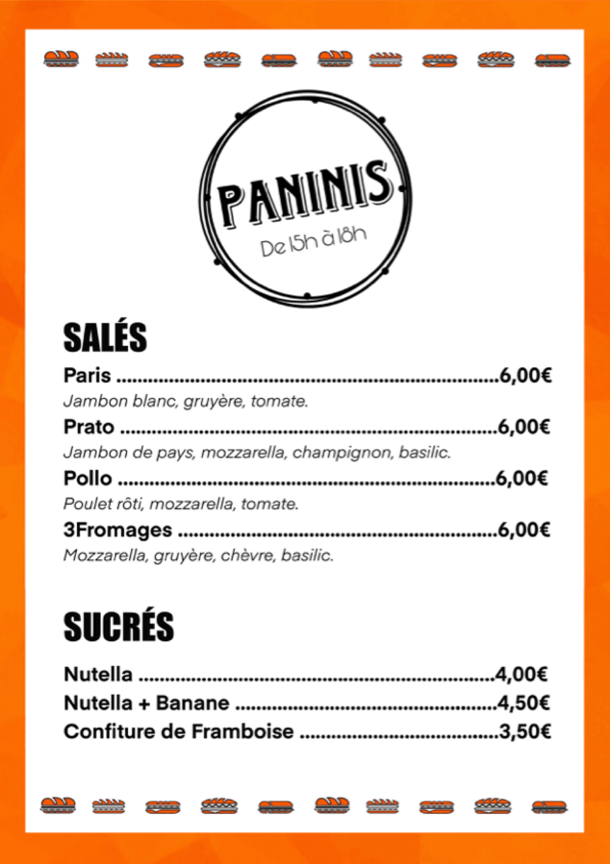 Aperçu de Carte des paninis
